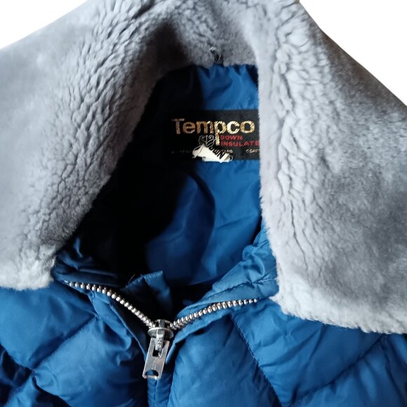 Men's Small Vintage Jacket Tempco Down Insulated Blue Quilted Seattle 38 Puffer - Picture 11 of 11